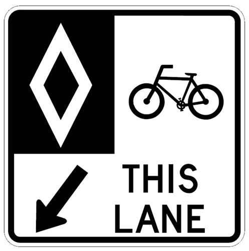 Reserved bicycle lane sign.