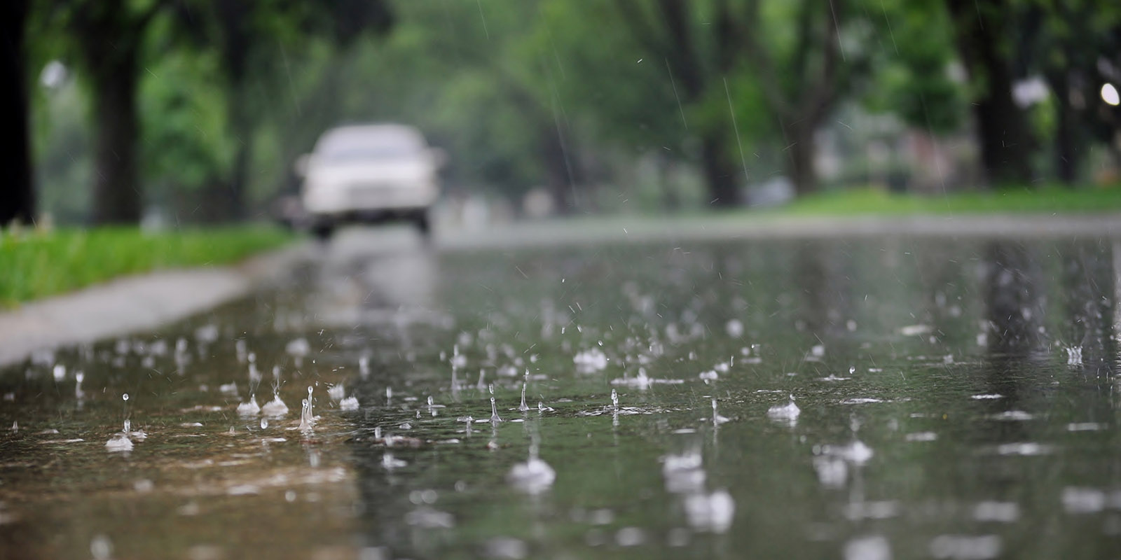 A street covered in rain water