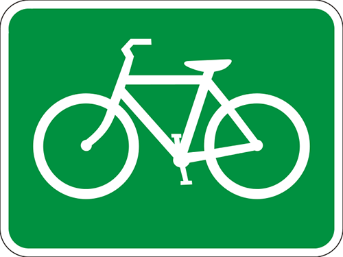 Green bicycle route sign.