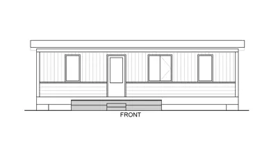 Front view of an architectural floor plan of a detached additional residential unit