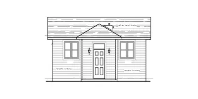 Front view of an architectural floor plan of a detached additional residential unit