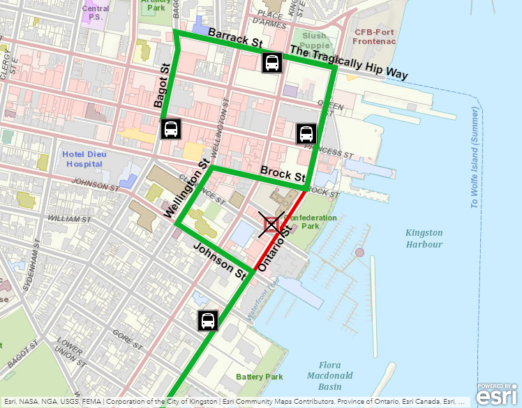 Map showing Route 3 Downtown detour using Wellington instead of Ontario. For more information, please call 613-546-0000.