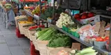 Market stalls showing various vegetables