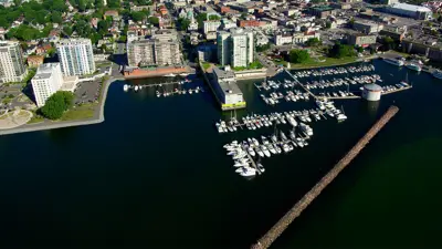 Battery Park and Confederation Basin. Aerial view of surrounding area