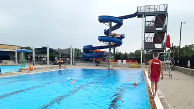 Culligan water park showing the outside pool and slide