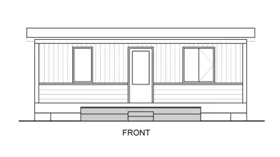 Front view of an architectural floor plan of a detached additional residential unit