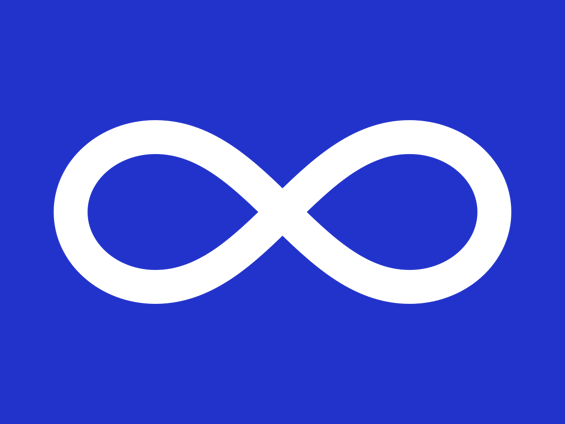 The Métis flag, a white infinity symbol displayed horizontally on a blue background
