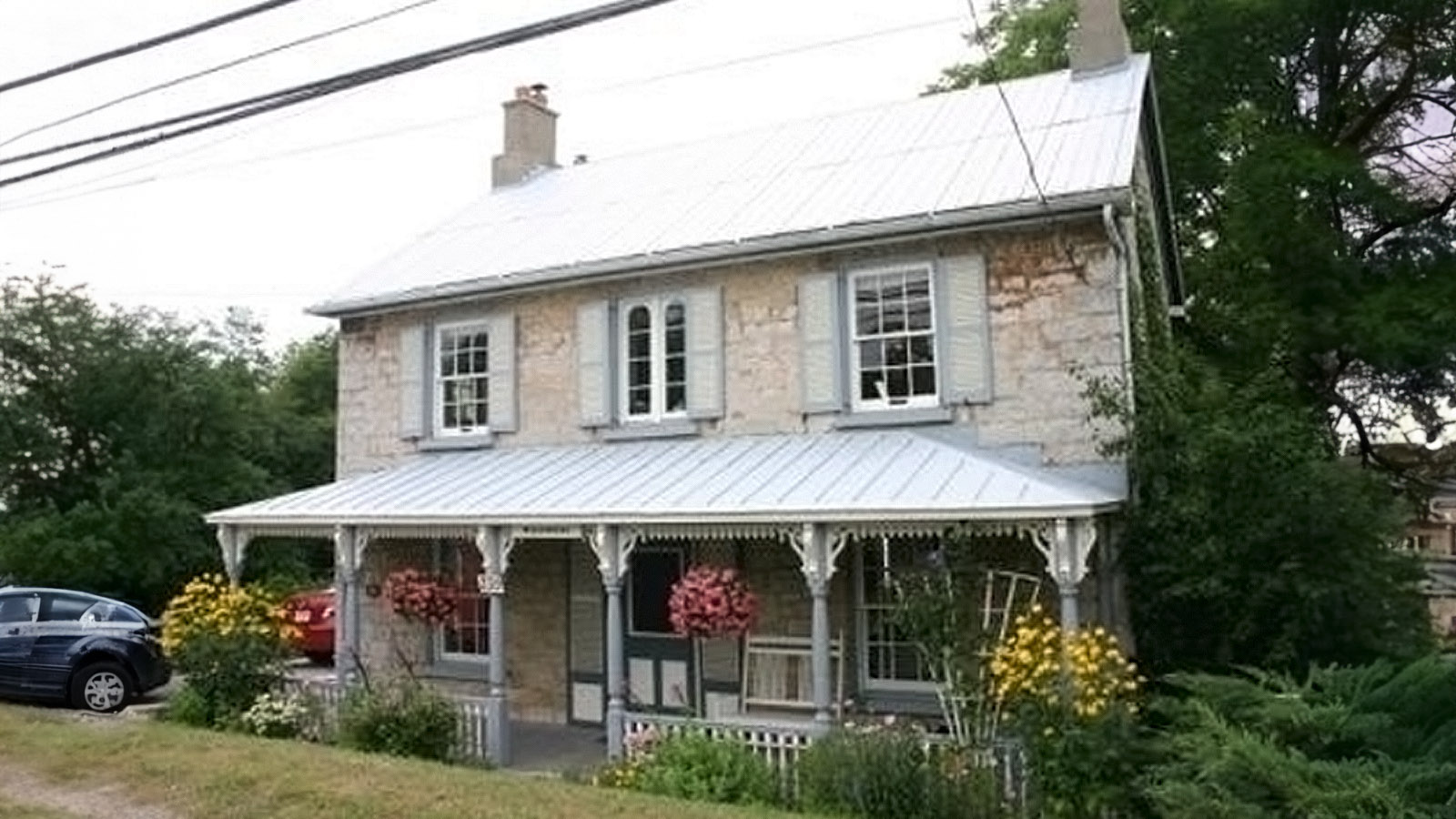 Historic two-story stone house.